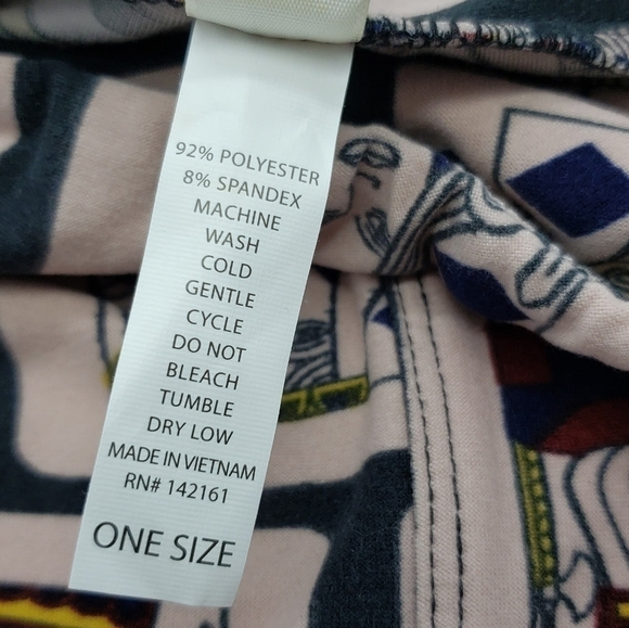 lularoe One Size women pink leggings playing cards poly spandex blend very soft - Picture 3 of 10